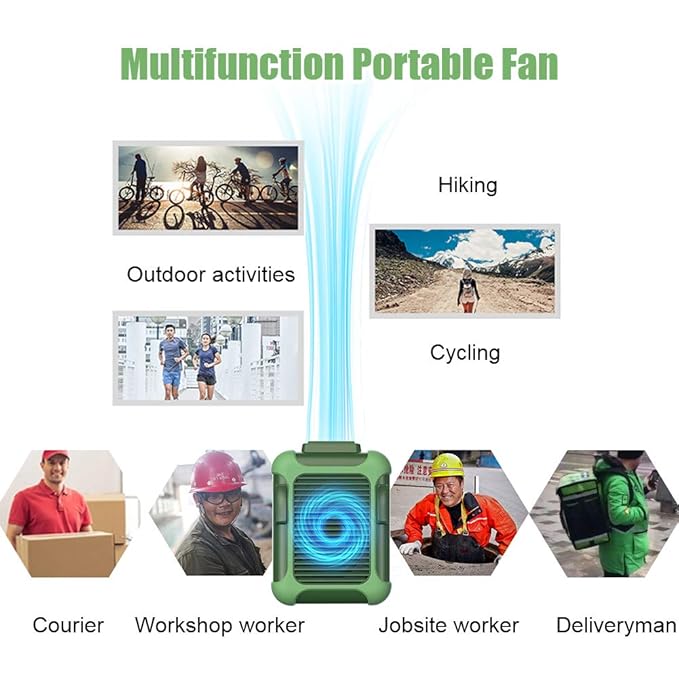 Portable Waist & Necklace Fan – Strong Airflow, 3 Speeds