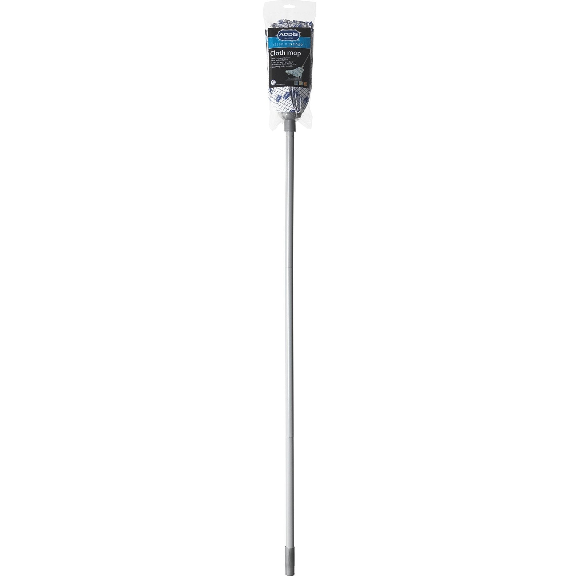 Addis Cloth Mop with 3-Piece Handle, Blue/White/Metallic Grey - Medaid International