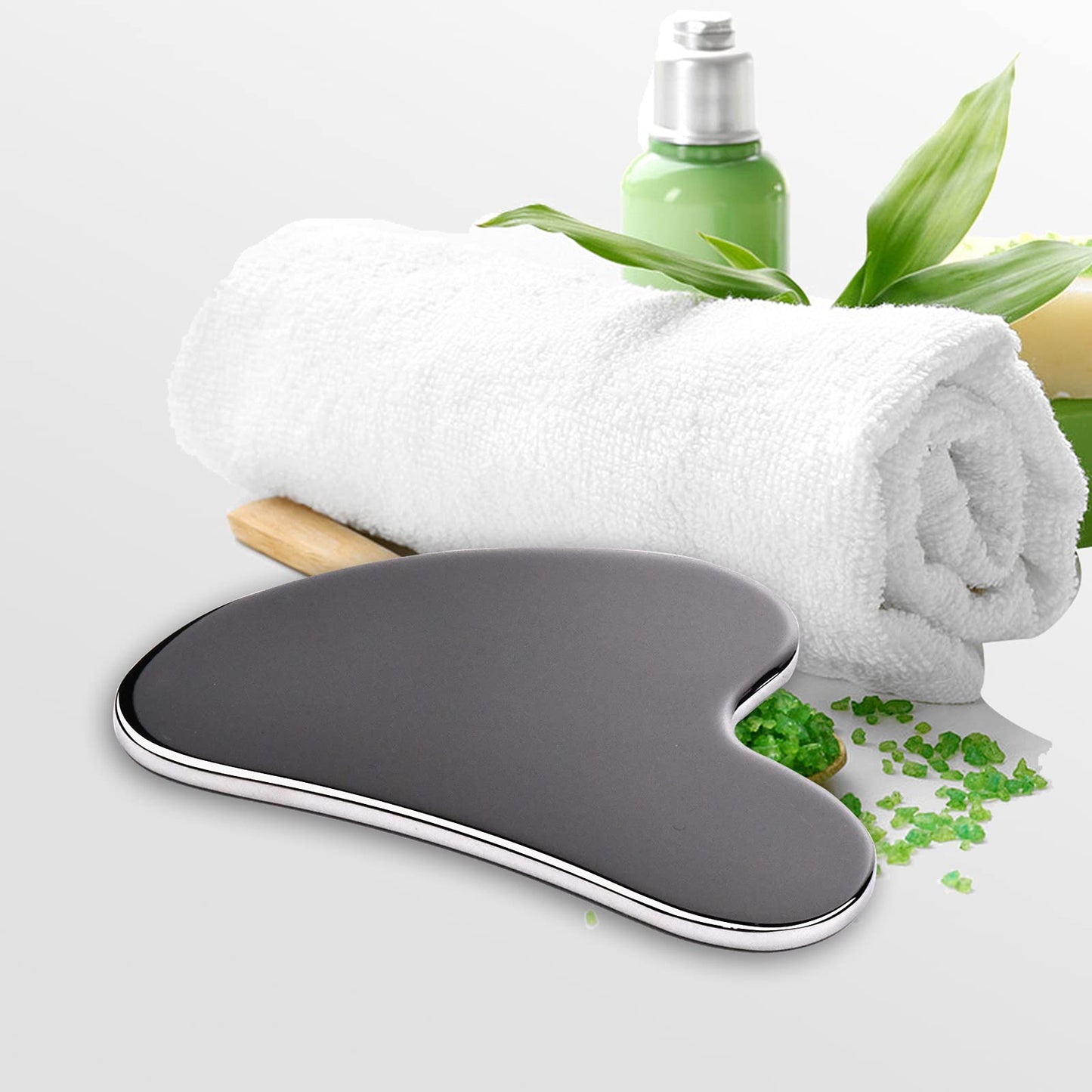 Stainless Steel Gua Sha Facial Massage Tool - Metal Jawline Sculptor with Travel Pouch - Medaid International