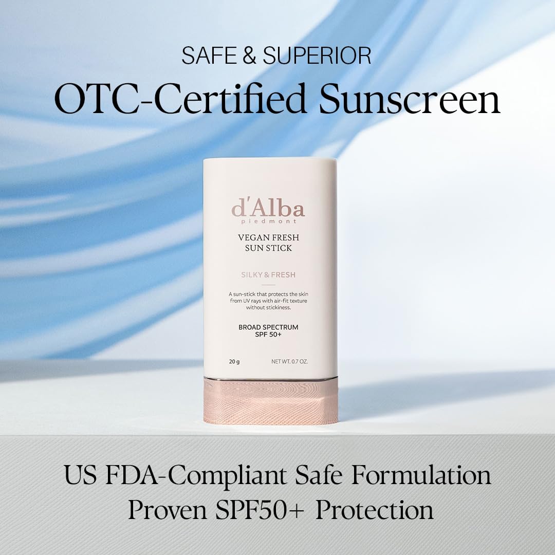 d'alba Piedmont Air Fit Fresh Sun Stick, OTC BROAD SPECTRUM SPF 50+, Non-Sticky On-the-Go Sun Protection, Outdoor Essential Vegan NEW Type Sun Stick, Silky & Fresh, Korean Skin Care (0.7 Oz.) - Medaid International