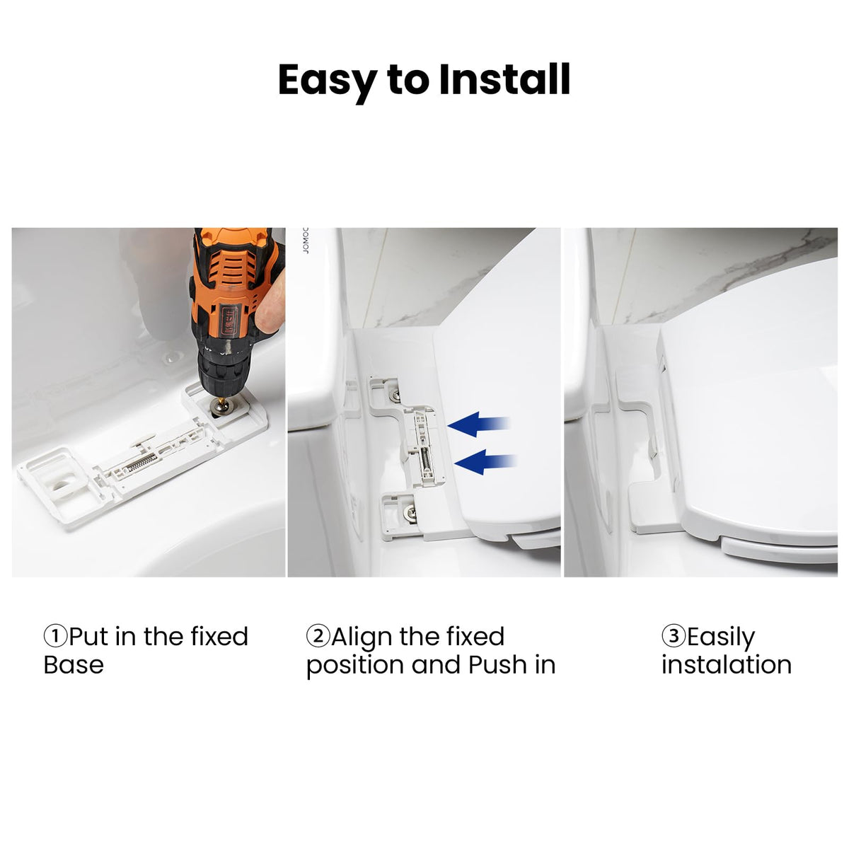 JOMOO Toilet Seat, Slow Close Removable PP Toilet Seat Cover, Quick-Release Hinges with Grip-Tight Bumpers, Easy Clean, Ergonomic Comfort Toilet Seat Lid (V Shape)
