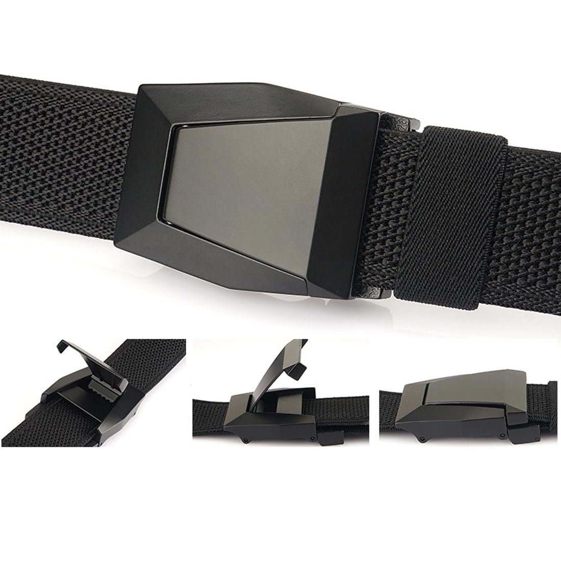 TERRIFI Nylon Stretch Belt for Men - Elastic Tactical Golf Belt, Hiking Rigger Webbing Work Belt With Heavy Duty Quick Release Buckle, Jeans Woven Elastic