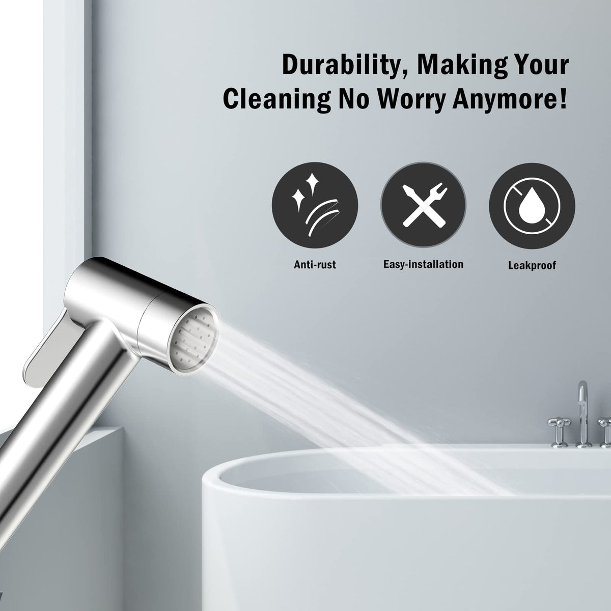JOMOO Shattaf, Copper Alloy Bidet Sprayer for Toilet, Handheld Bidet Shower with 47inch Bidet Hose and Holder for Muslim Shower and Personal Hygiene