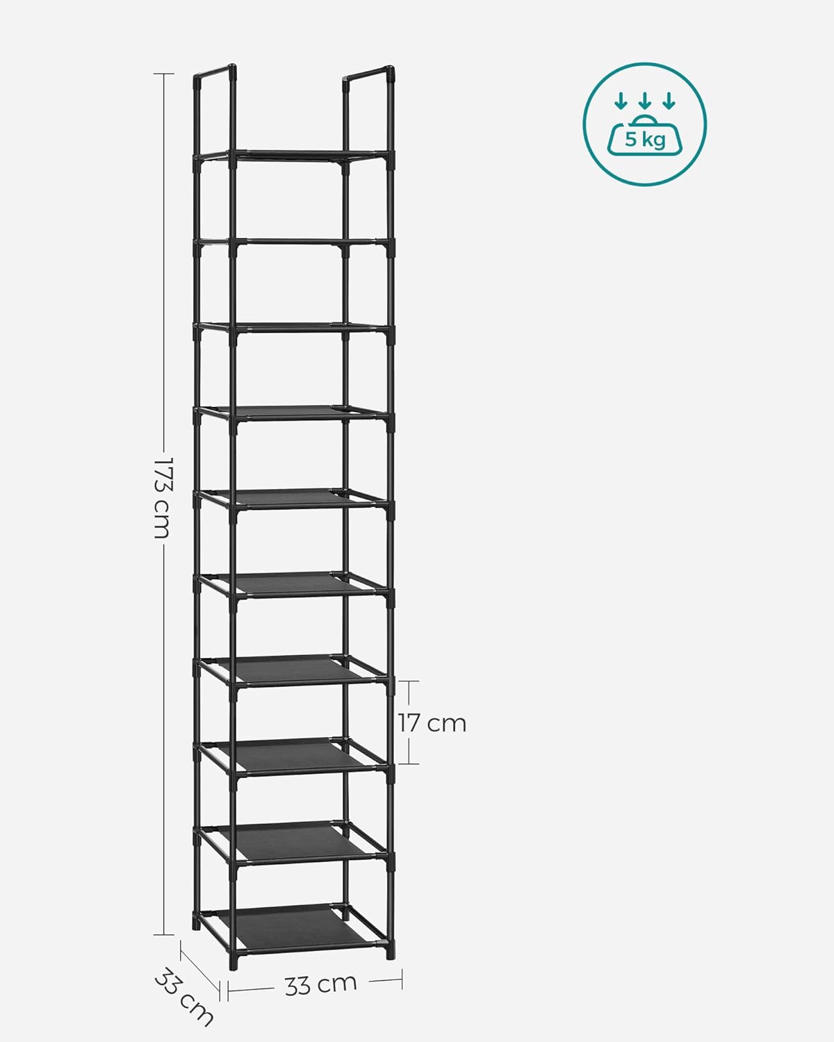 SONGMICS 10-Tier Shoe Rack LSR110B02