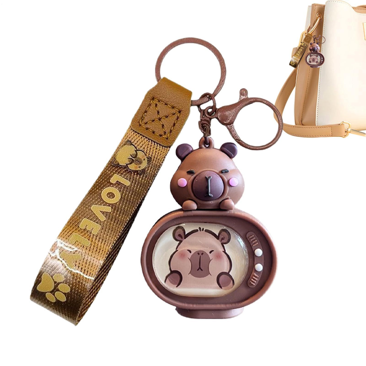 KASTWAVE Capybara LED Light Keychain | Cute Capybara TV Shape Ornament for Car Keys, Backpacks, Purses & Gym Bags – Fun Gift for Boys & Girls