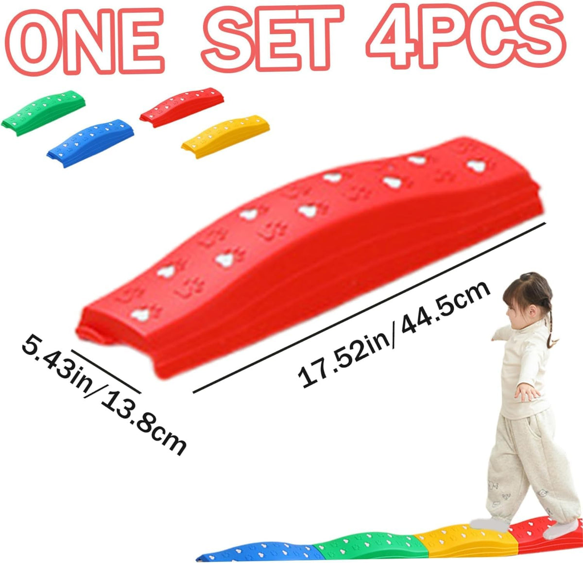 KASTWAVE 4 Pcs Toddler Stepping Stones - Flower-Shaped Non-Slip Balance Toys, Indoor & Outdoor Play Equipment for Kids, Sensory Balance Beam/Board to Boost Creativity, Imagination & Motor Skills