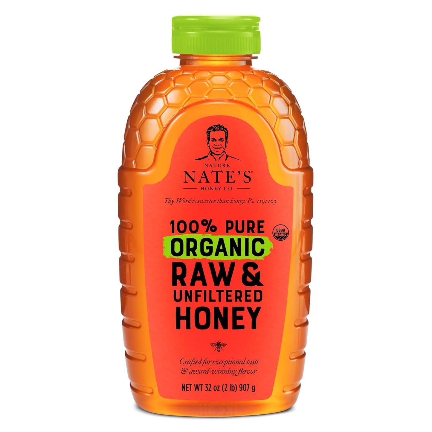 Nate's Organic 100% Pure, Raw & Unfiltered Honey - USDA Certified Organic - 32oz. Squeeze Bottle - Medaid International