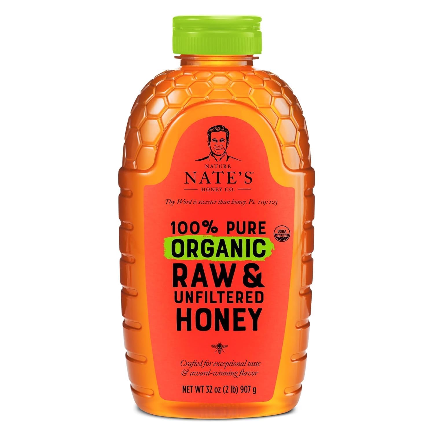 Nate's Organic 100% Pure, Raw & Unfiltered Honey - USDA Certified Organic - 32oz. Squeeze Bottle - Medaid International