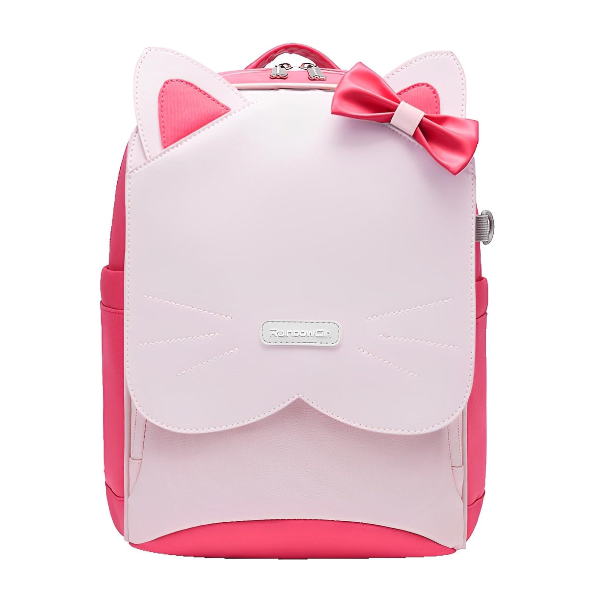 TERRIFI Kids Backpack, Cute Cat Face Waterproof School Bag, for Elementary School Grade 1-6, Widen Shoulder Strap, Comfort and Load Reduction, Reflective Shoulder Strap, for Girls Boys 100-130cm Tall