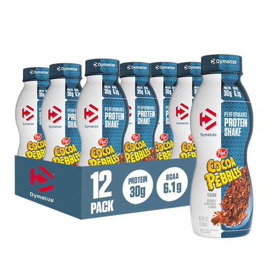Dymatize Performance Protein Shake, Cocoa Pebbles, 30g of Protein, 6.1g BCAA for Muscle Recovery, No Added Sugar, Low Fat, 24 Vitamins and Minerals, Gluten-Free, Ready to Drink, On-the-Go Snack, 11.5fl oz, 12 pack - Medaid International