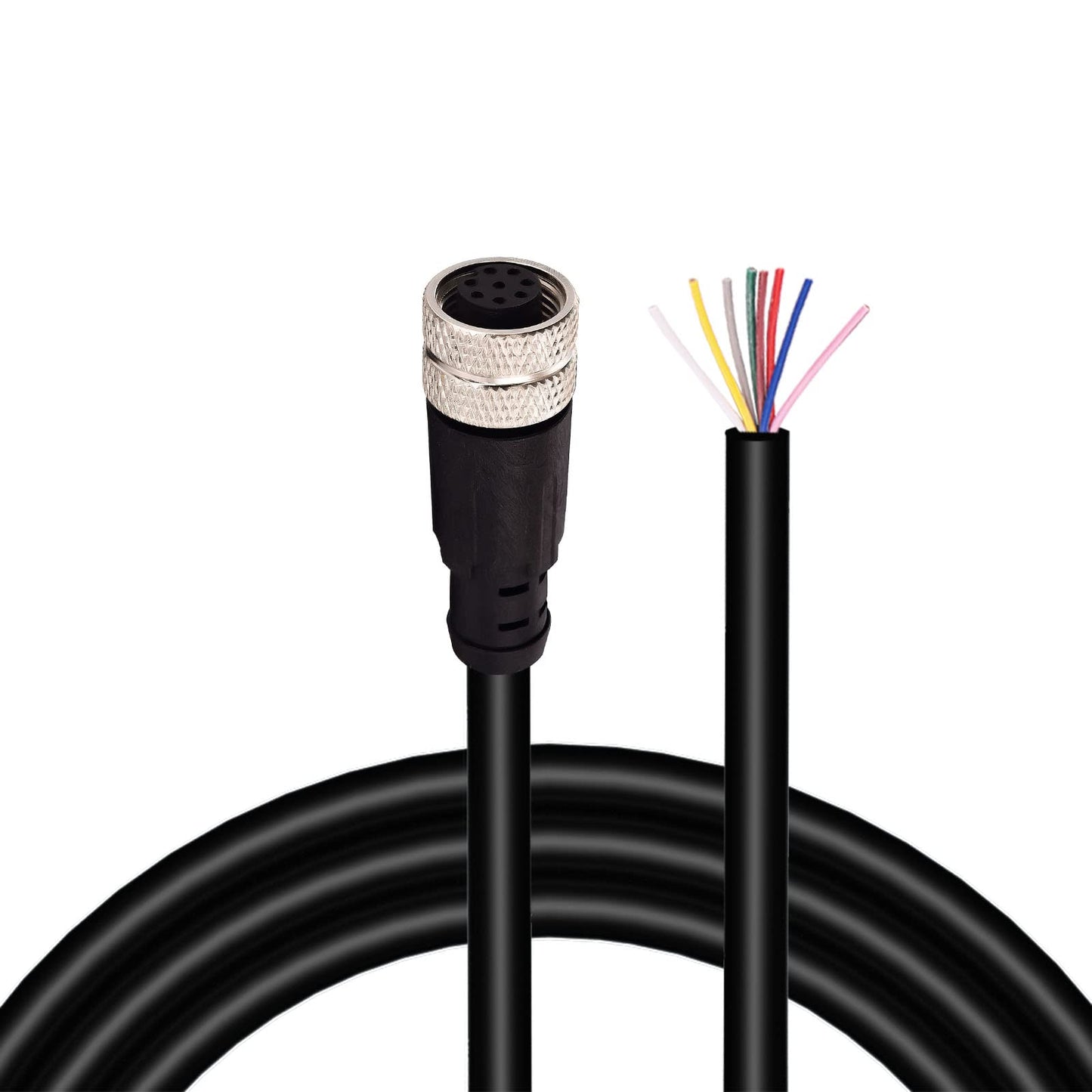 Lonlonty M12 Connector Aviation Sensor Cable - Female 8 Pin Straight 6.5Ft/2M Aviation Socket Waterproof Electrical Cable for Industrial Automation Control,Fieldbus Module,Device Network - Medaid International