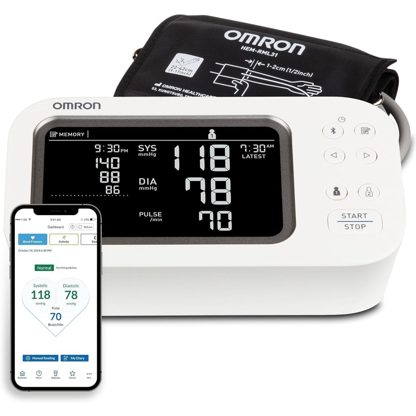 OMRON Platinum Blood Pressure Monitor for Home Use & Upper Arm Blood Pressure Cuff - #1 Doctor & Pharmacist Recommended Brand - Clinically Validated - AFib Detection - Connect App
