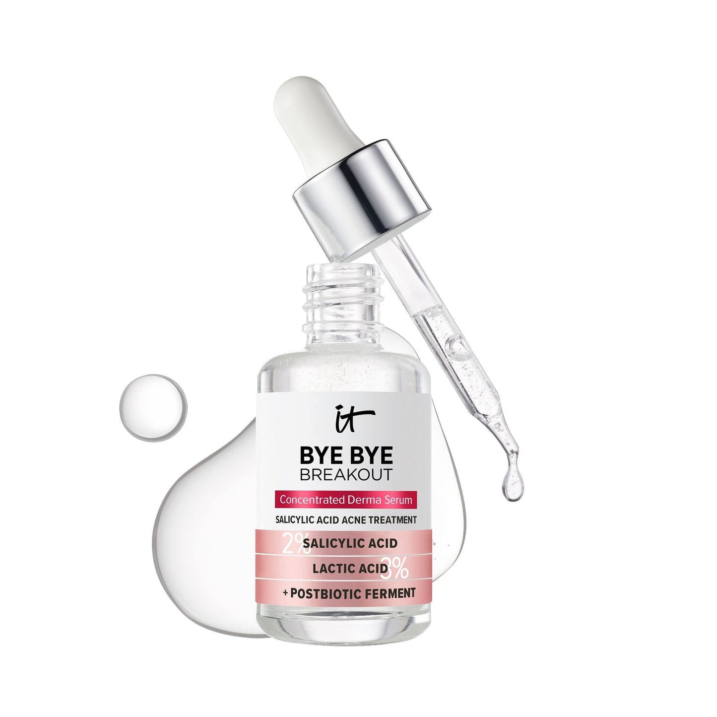 IT Cosmetics Bye Bye Breakout Acne Treatment Face Serum -With 2% Salicylic Acid & 3% Lactic Acid - Helps Reduce Pimples in 3 Days & Fades Look of Post-Acne Marks in 8 Weeks - 1 Fl. Oz - Medaid International
