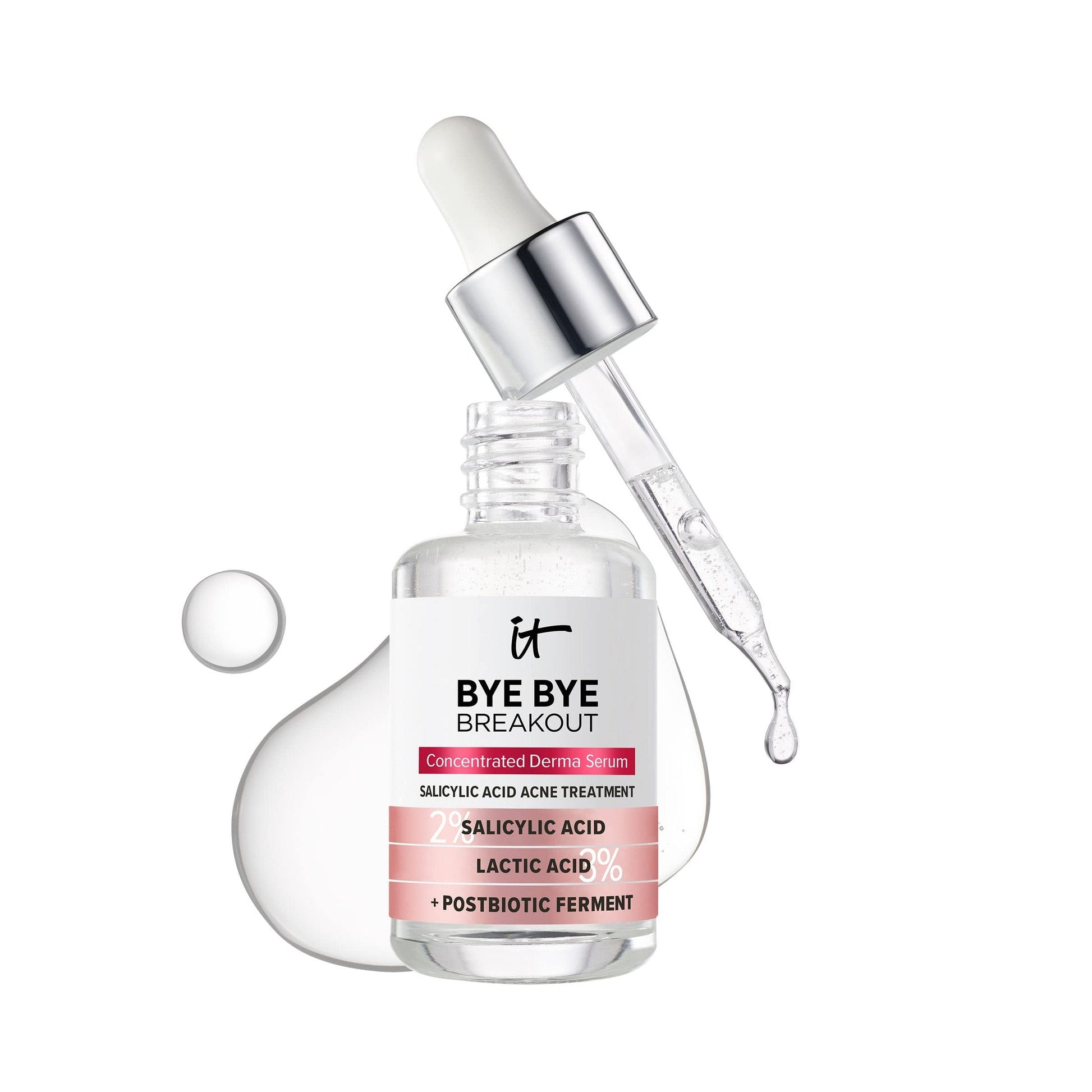 IT Cosmetics Bye Bye Breakout Acne Treatment Face Serum -With 2% Salicylic Acid & 3% Lactic Acid - Helps Reduce Pimples in 3 Days & Fades Look of Post-Acne Marks in 8 Weeks - 1 Fl. Oz - Medaid International
