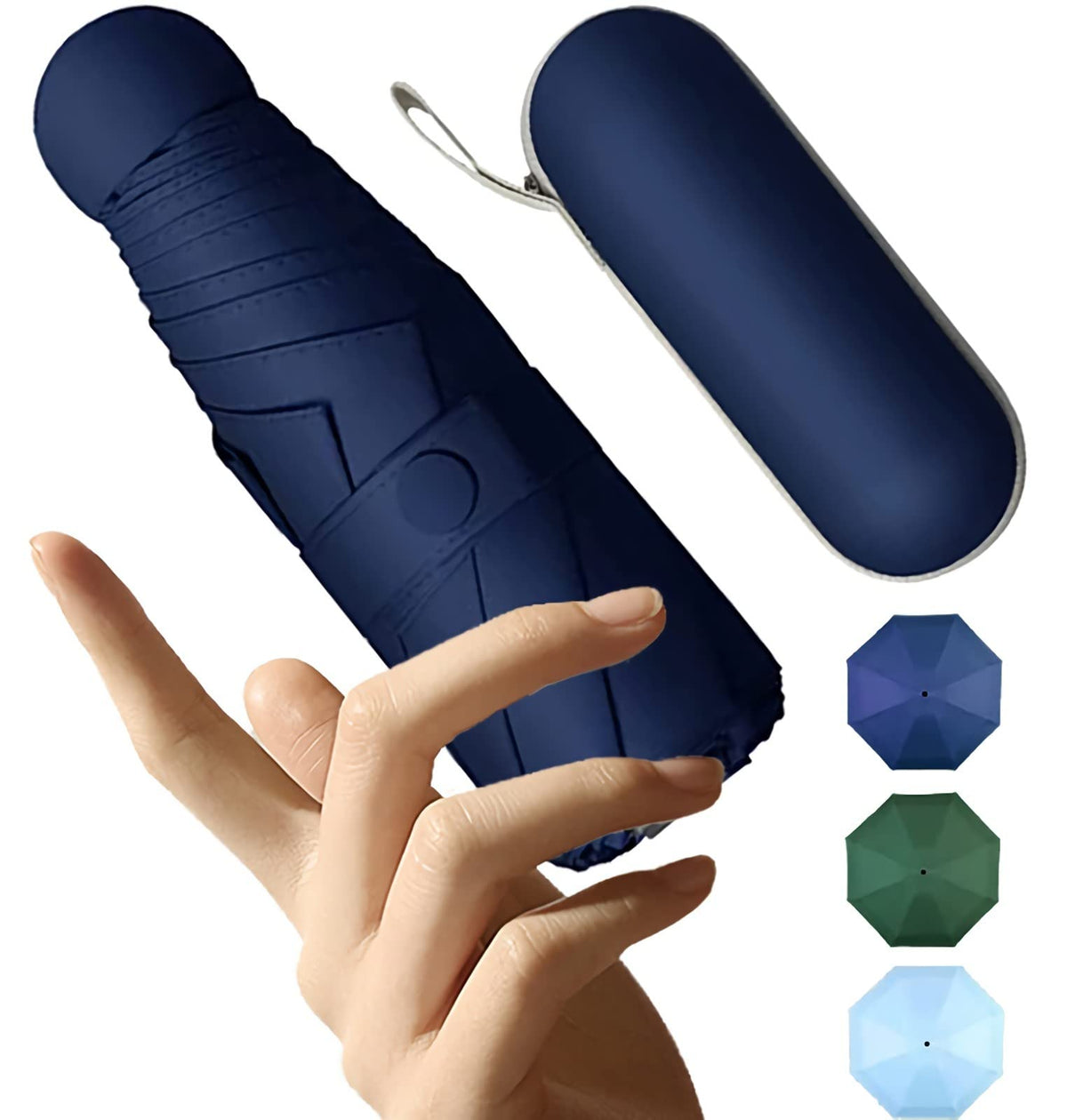 Mini Sun & Rain Umbrella, Mini Windproof Folding Travel Umbrella, KASTWAVE Portable Lightweight Compact Parasol with 95% UV Protection for Sun and Rain, Popular Style for women and men.