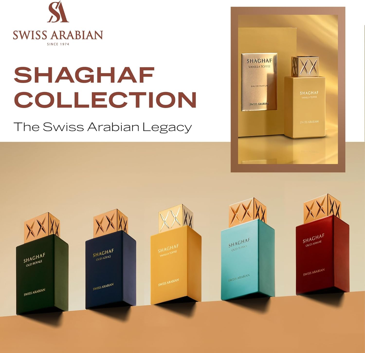 Swiss Arabian Shaghaf Vanilla Toffee - Arabian Perfume for Men and Women - Unisex Eau de Parfum - Dubai Long Lasting Perfume - Travel Size - 2.5 oz - Medaid International