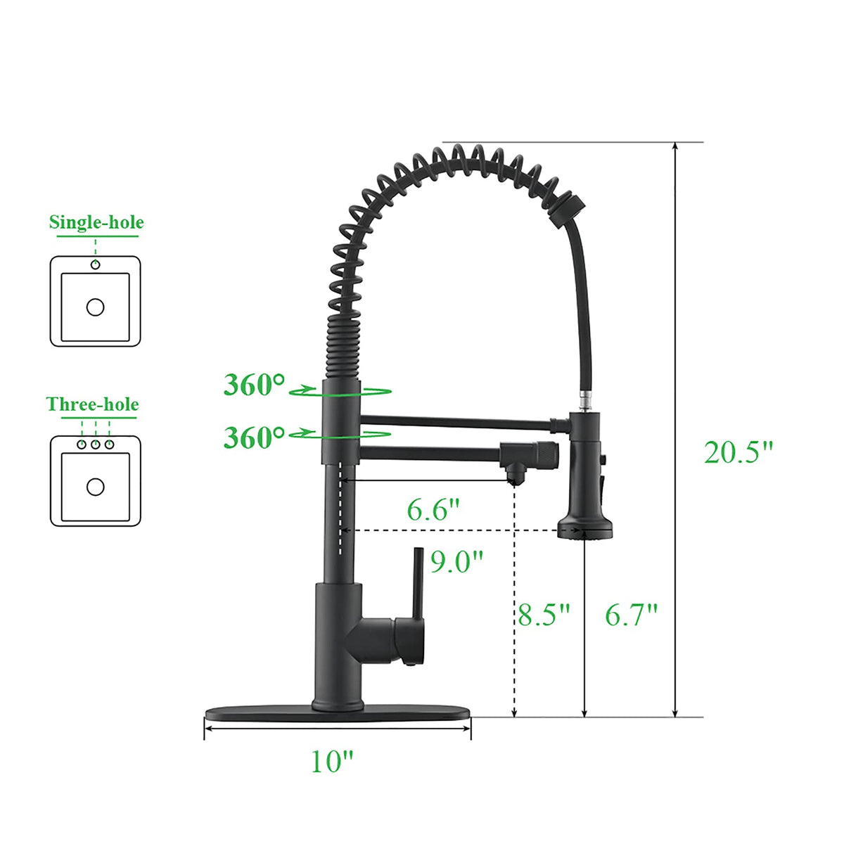 Drinking Water Faucet, Kitchen Faucet, Kitchen Sink Faucet, Water Filtration Faucet, Sink Faucet, Pull-Down Kitchen Faucets, Bar Water Filter Faucet, Matte Black, Stainless Steel, PB1030