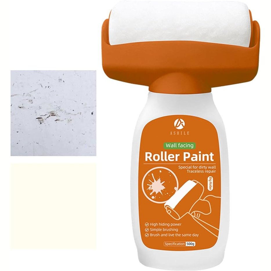 Wall Repair Paint - Paint Bottle + Roller With Handle Included
