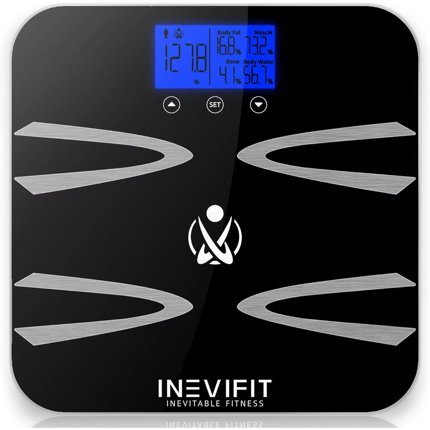 INEVIFIT BODY-ANALYZER SCALE, Highly Accurate Digital Bathroom Body Composition Analyzer, Measures Weight, Body Fat, Water, Muscle, BMI, Visceral levels & Bone Mass for 10 Users. includes Batteries - Medaid