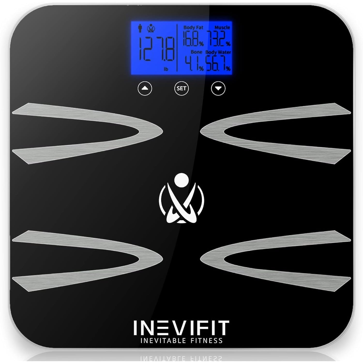 INEVIFIT BODY-ANALYZER SCALE, Highly Accurate Digital Bathroom Body Composition Analyzer, Measures Weight, Body Fat, Water, Muscle, BMI, Visceral levels & Bone Mass for 10 Users. includes Batteries - Medaid