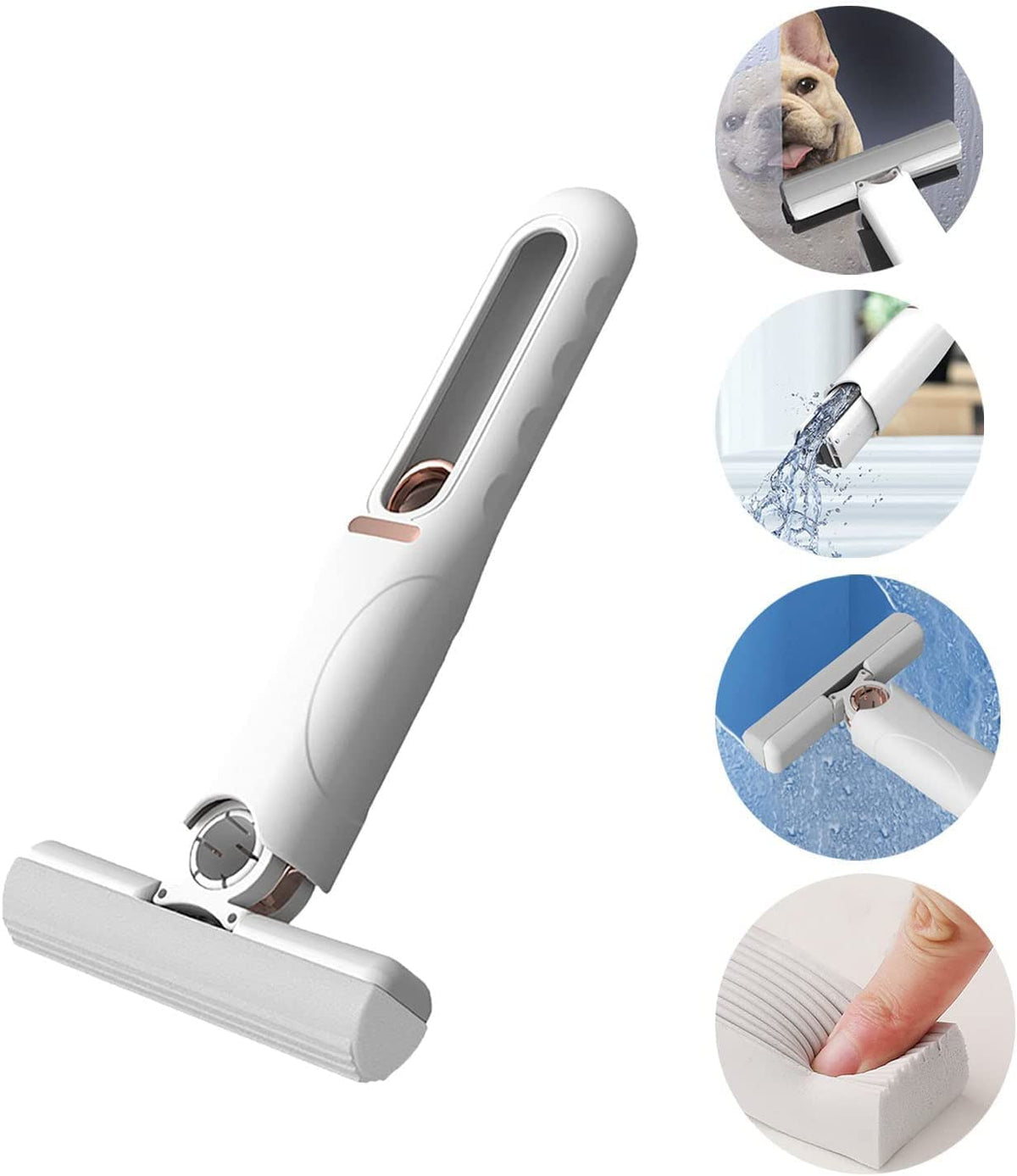 KASTWAVE Portable Mini Mop, Hand-Free Squeeze Mop, Wash-Free Strong Absorbent for Bathroom and Kitchens
