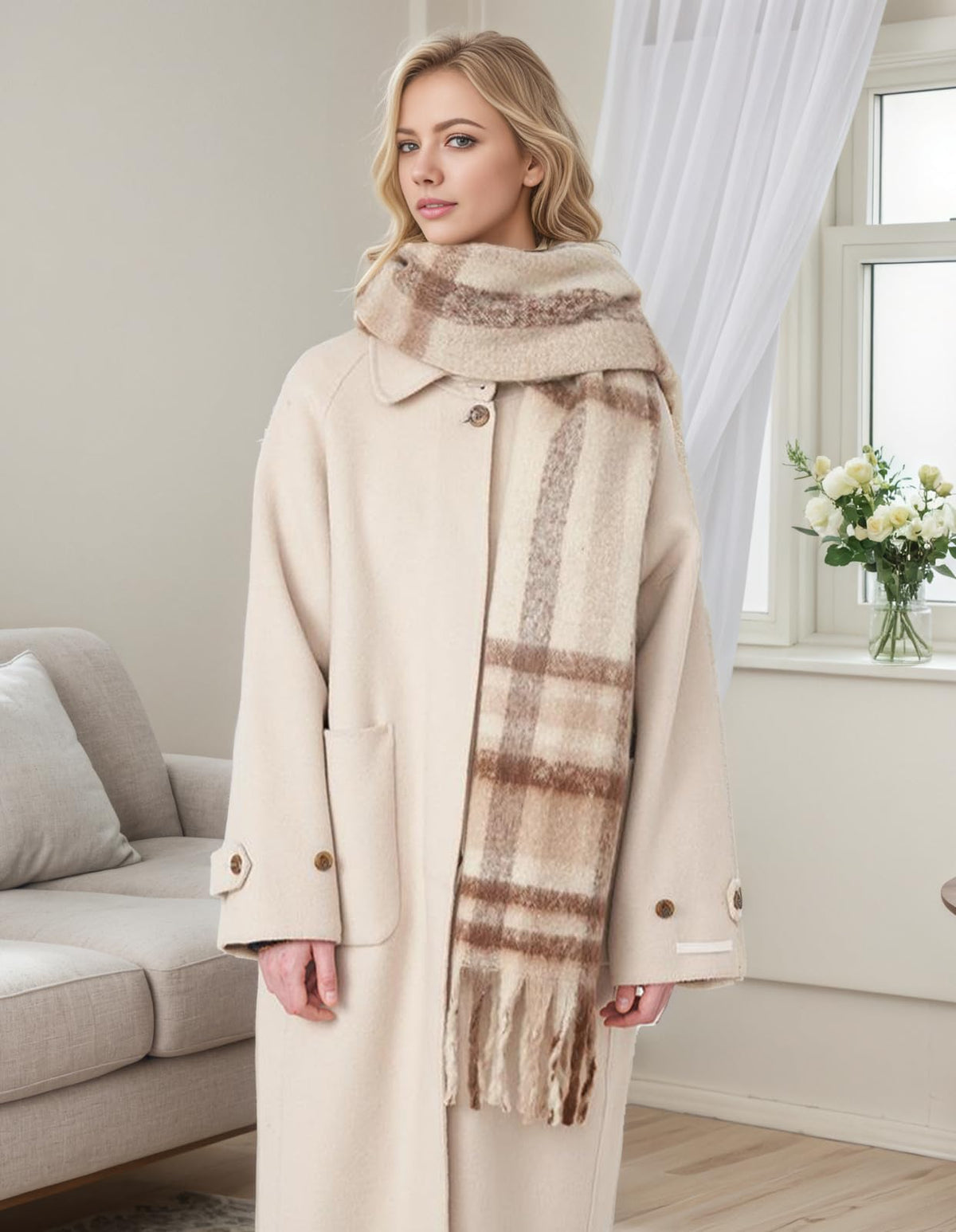 Scarf for Women Winter Warm Long Shawl Large Scarves Cold Weather Thick Blanket Scarfs Colorful Plaid