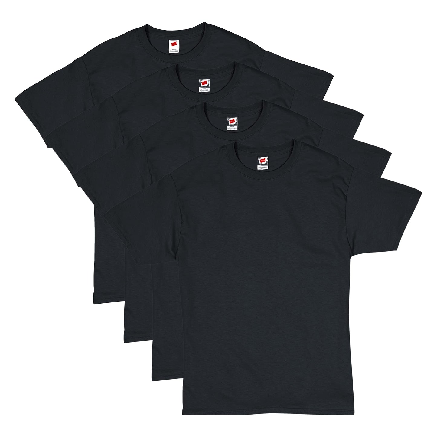 Hanes mens Essentials Short Sleeve T-shirt Value Pack (4-pack) athletic t shirts, Black, Large US - Medaid International