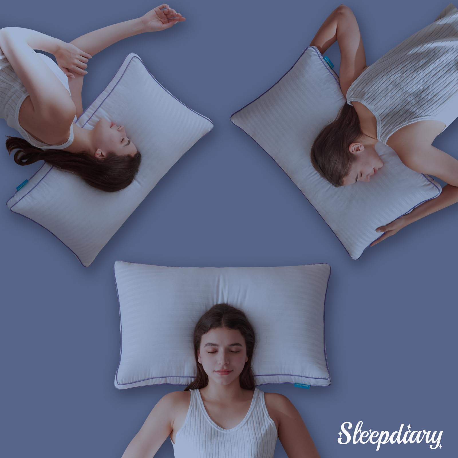 SLEEPDIARY King Size Pillows Set of 2,Hotel-Quality Bed Pillows with Zipper for Adjustable Loft, Machine Washable, Down Alternative Filling for Back, Side & Stomach Sleepers, White - Medaid International