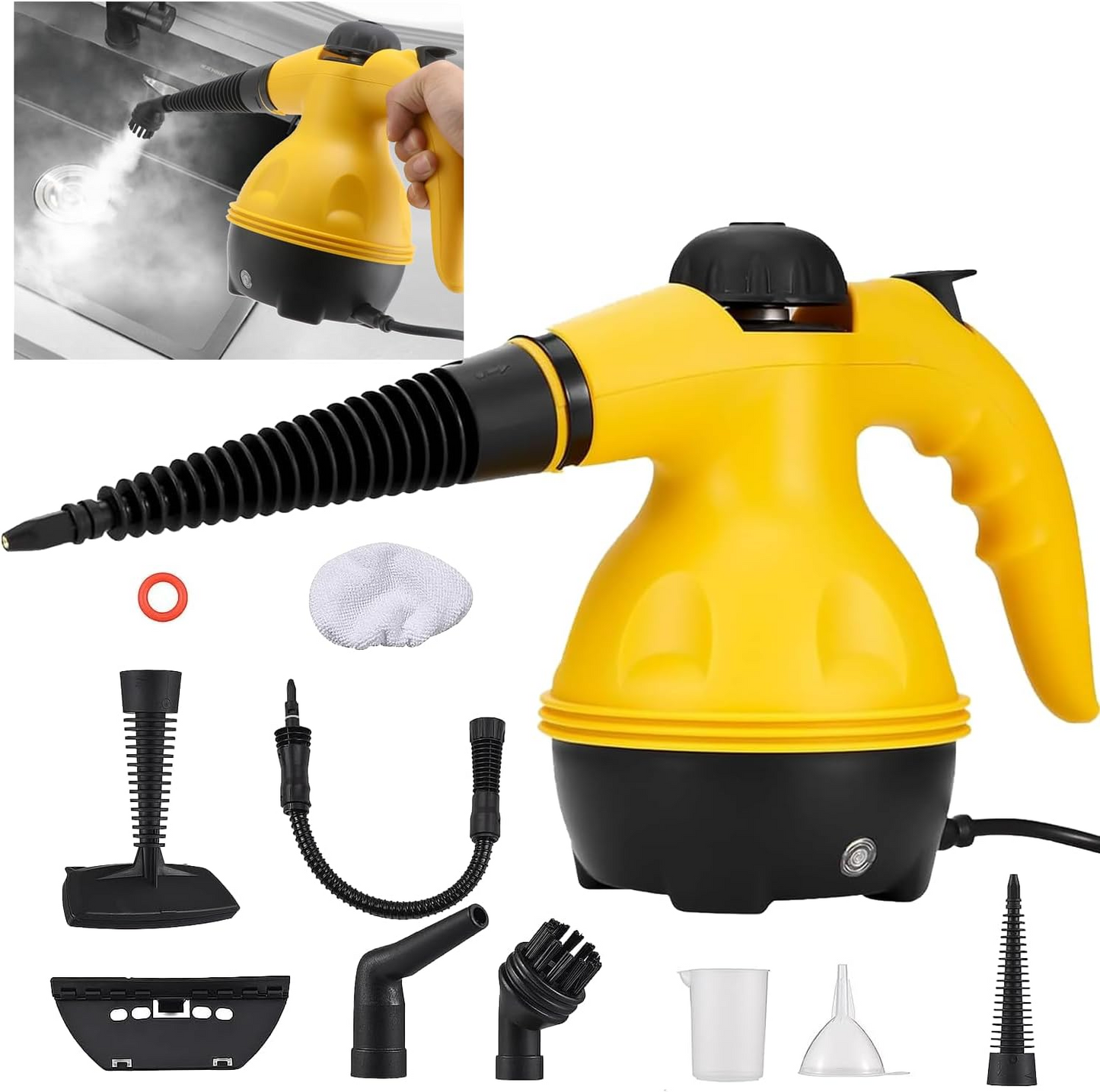 High Pressure Steam Cleaner – 1000W Handheld Steam Cleaning Machine with 9 Accessories for Kitchen, Bathroom, Furniture & Car Detailing - Medaid International