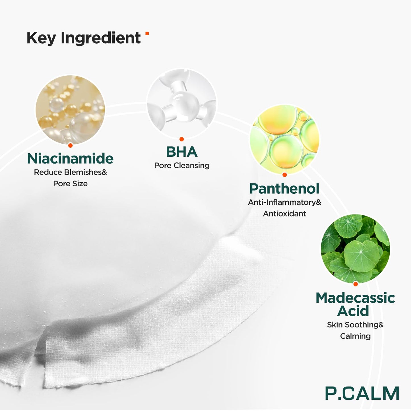 P.CALM Underpore Facial Sheet Mask – Pack of 5 with Niacinamide & BHA for Moisturizing & Exfoliating, Korean Vegan Sheet Mask for Sensitive Skin (30ml x 5ea) - Medaid International