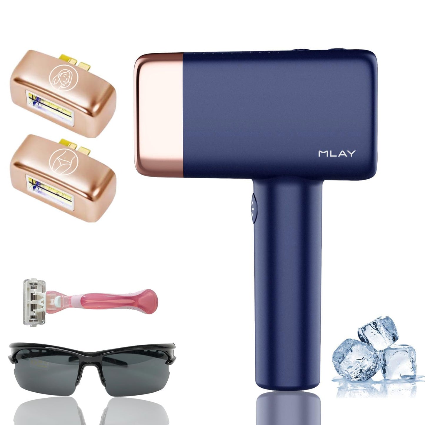 MLAY T14 Hair Removal Device, 0.5s/flash, 20J High Energy IPL Hair Removal Device with ice-Cooling System, 5 Energy Levels, Hair Removal Device Can Be Used All Over the Body +1*bikini HR + 1* Face HR - Medaid International