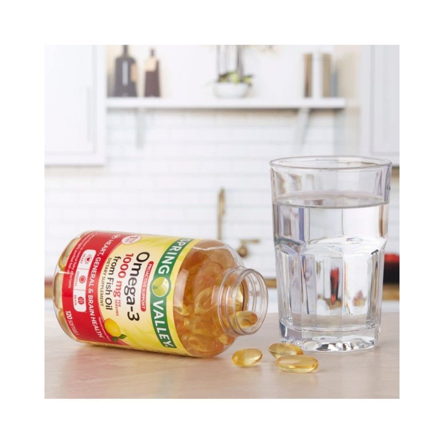 Spring Valley Omega-3 from Fish Oil, 1000 mg, 120 Count + STS Sticker. - Medaid International