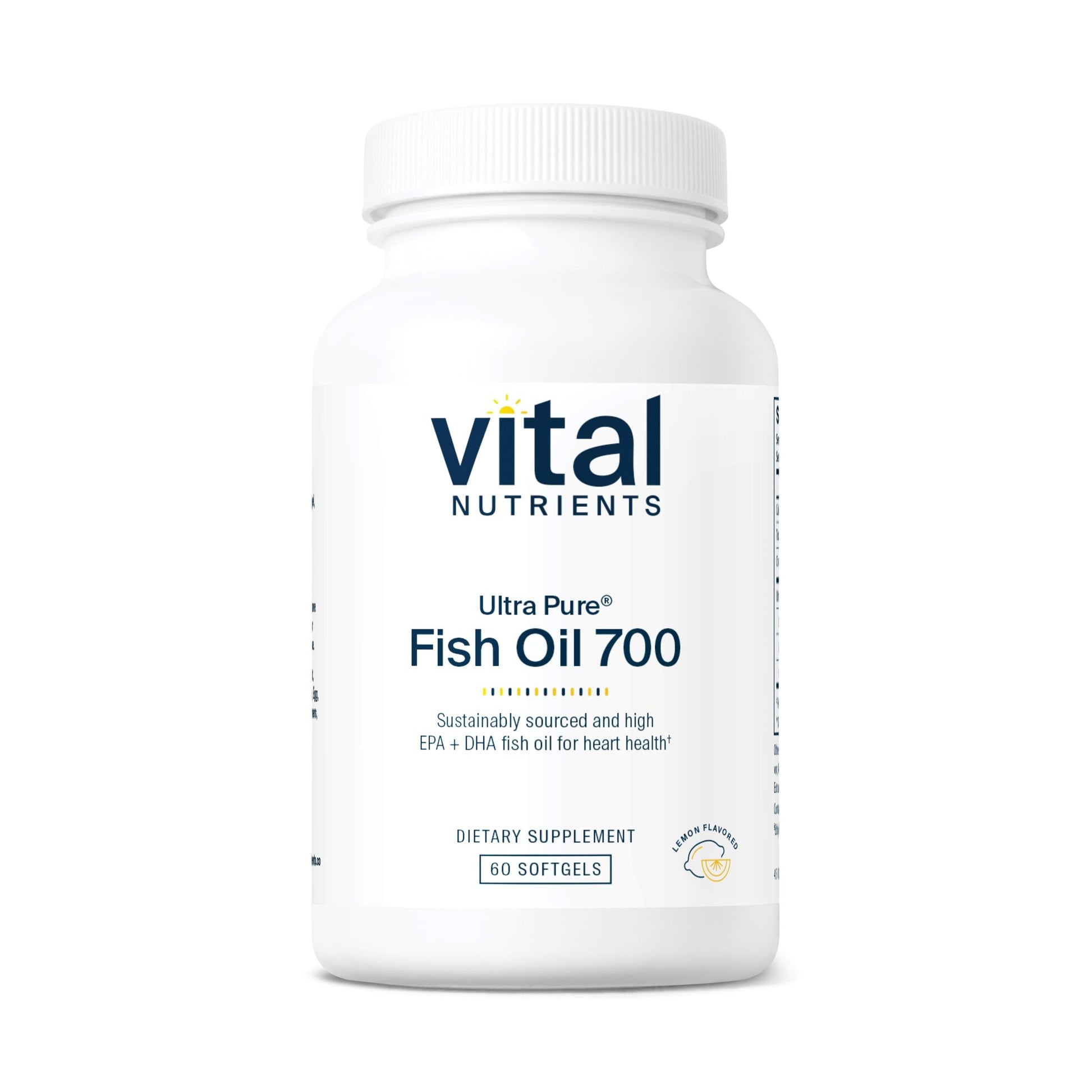 Vital Nutrients Ultra Pure® Fish Oil 700 | Supports Heart, Brain, and Joint Health* | Sustainably Sourced High EPA & DHA Omega-3 Fatty Acid | Lemon Flavor | Gluten, Dairy & Soy Free | 60 Softgels - Medaid International
