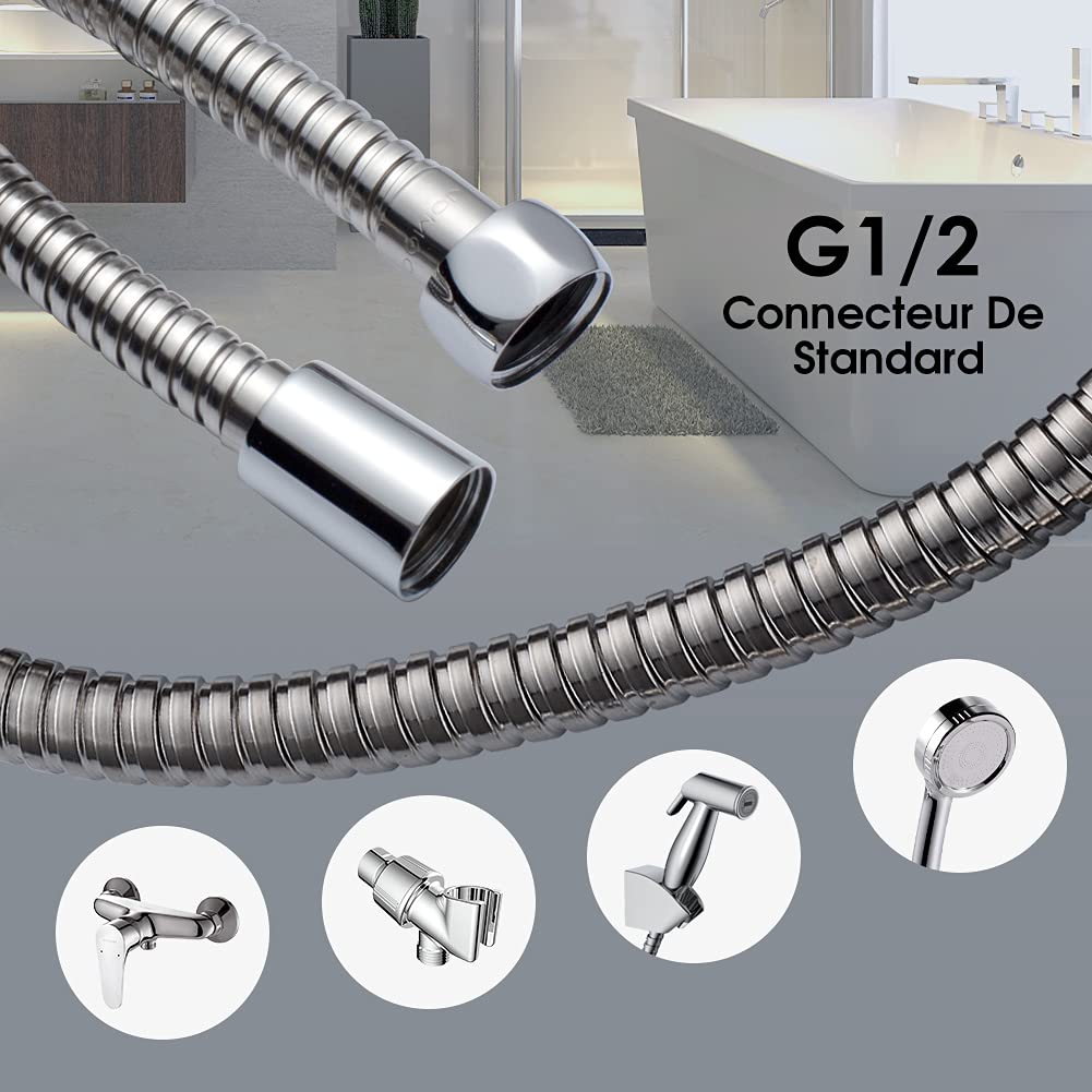 JOMOO Shower Hose, Flexible Stainless Steel Handheld Shower Hose 5 Ft 60 Inches Replacement Hose for Handheld Shower Extra Long, Chrome