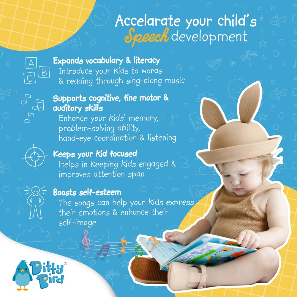 DITTY BIRD Interactive Musical Toy | 100 Words for Baby and Toddler | Educational Talking Toy | Explore Baby First 100 Words | Electronic Early Development Toys for Toddlers 1-3.…