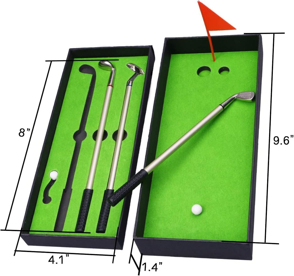 Golf Pen, Mini Golf Gift Set, Desktop Golf Ball Pen Gift, 3 Golf Clubs Pens with Balls and Flag - Medaid International