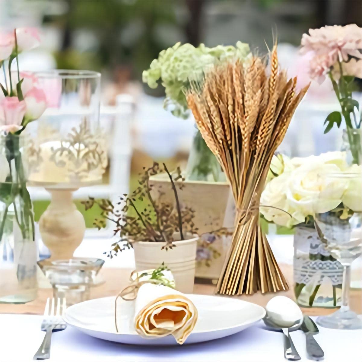 TERRIFI Dried Wheat Sheaves 300 Fall Stems 16 Inch, Natural Wheat Stalks Bundle Fall Arrangement for DIY Craft, Wheat Decor Home Table, Fall Wedding Decorations