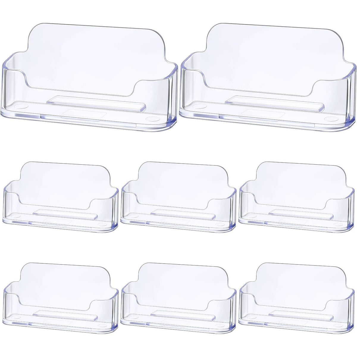 8 Pack Clear Acrylic Business Card Holders for Desk, Professional Business Card Display Stand, Multi-Functional Desktop Organizer and Label Stand for Home and Office Accessories