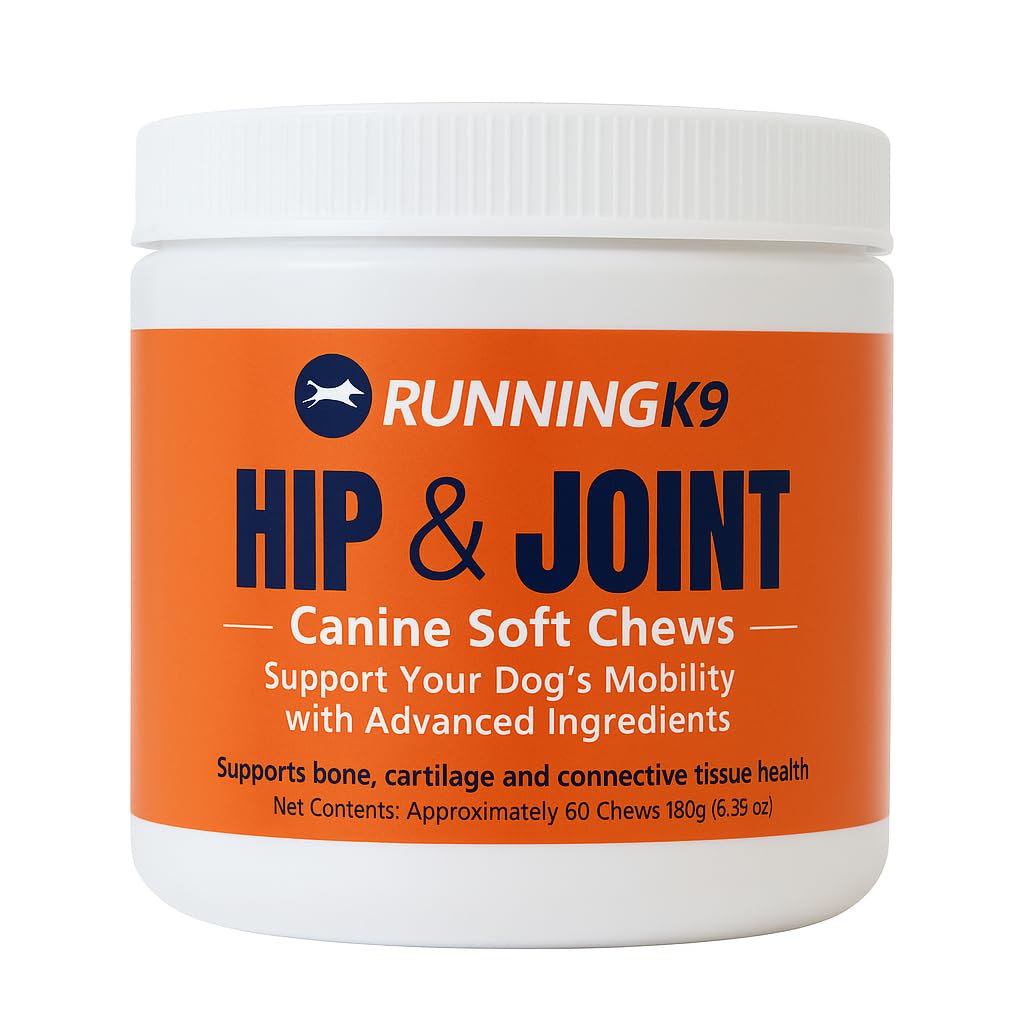 Running K9 Hip & Joint Soft Chews for Dogs – Glucosamine, MSM, Turmeric & Collagen – Joint Support Supplement for Mobility, Flexibility & Comfort – 60 Count – Made in USA