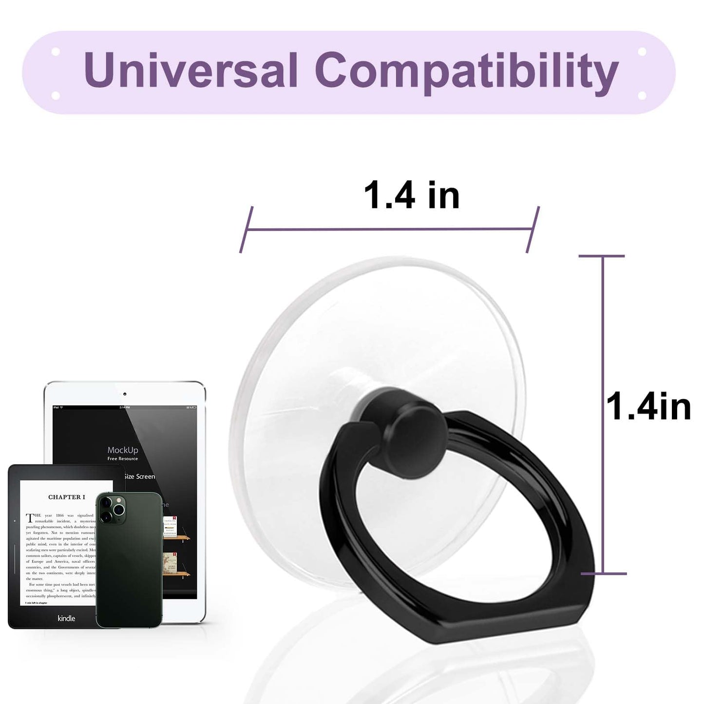 Jsoerpay Cell Phone Ring Holder, Transparent Ring Holder 360°Rotation Finger Ring Stand, Clear Cell Phone Kickstand Compatible with Most of Phones, Tablet and Case, (2Silver+1Black+1Rose Gold) - Medaid International