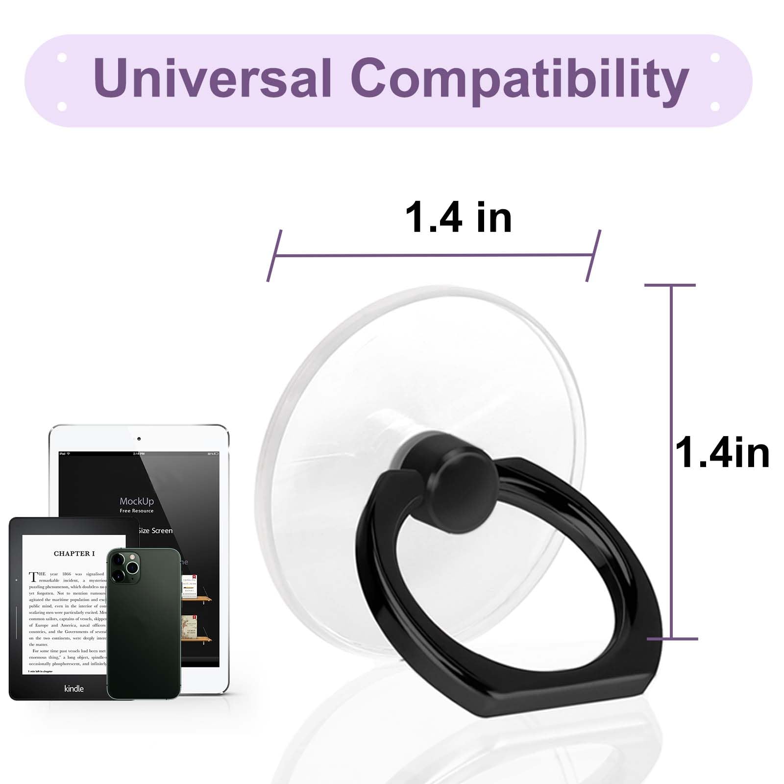 Jsoerpay Cell Phone Ring Holder, Transparent Ring Holder 360°Rotation Finger Ring Stand, Clear Cell Phone Kickstand Compatible with Most of Phones, Tablet and Case, (2Silver+1Black+1Rose Gold) - Medaid International