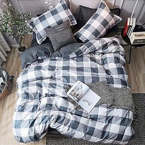 Golden Home King Size Bedsheet 6pcs One Set, High Cotton Quality Bedding Set Duvet Cover (King Size, Grey＆White) - Medaid