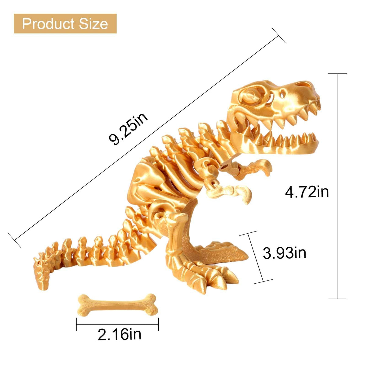 KASTWAVE 3D Printed Dragon with Articulated Bones for Adult, 3D Printed Dinosaur Fidget Toys Decor, Home Office Decor Executive Desk Toys for Stress Relief