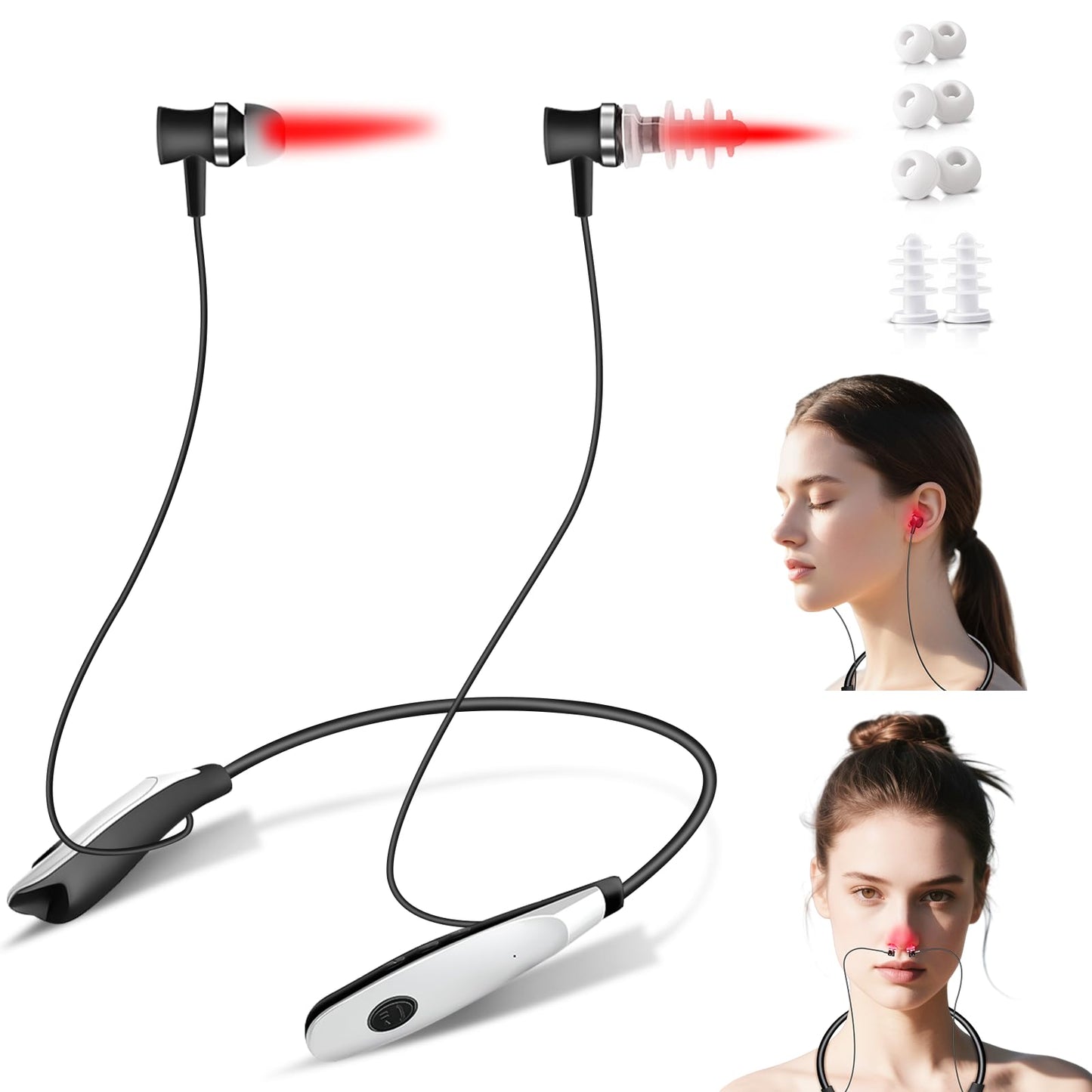 Red Light Therapy for Nose & Ears, 2-in-1 Infrared Nasal Therapy Device, Red Light Therapy for Ear Relief, Portable Light-weight Soothing Device with Neck-Hanging Design, Auto Timer, Rechargeable - Medaid International