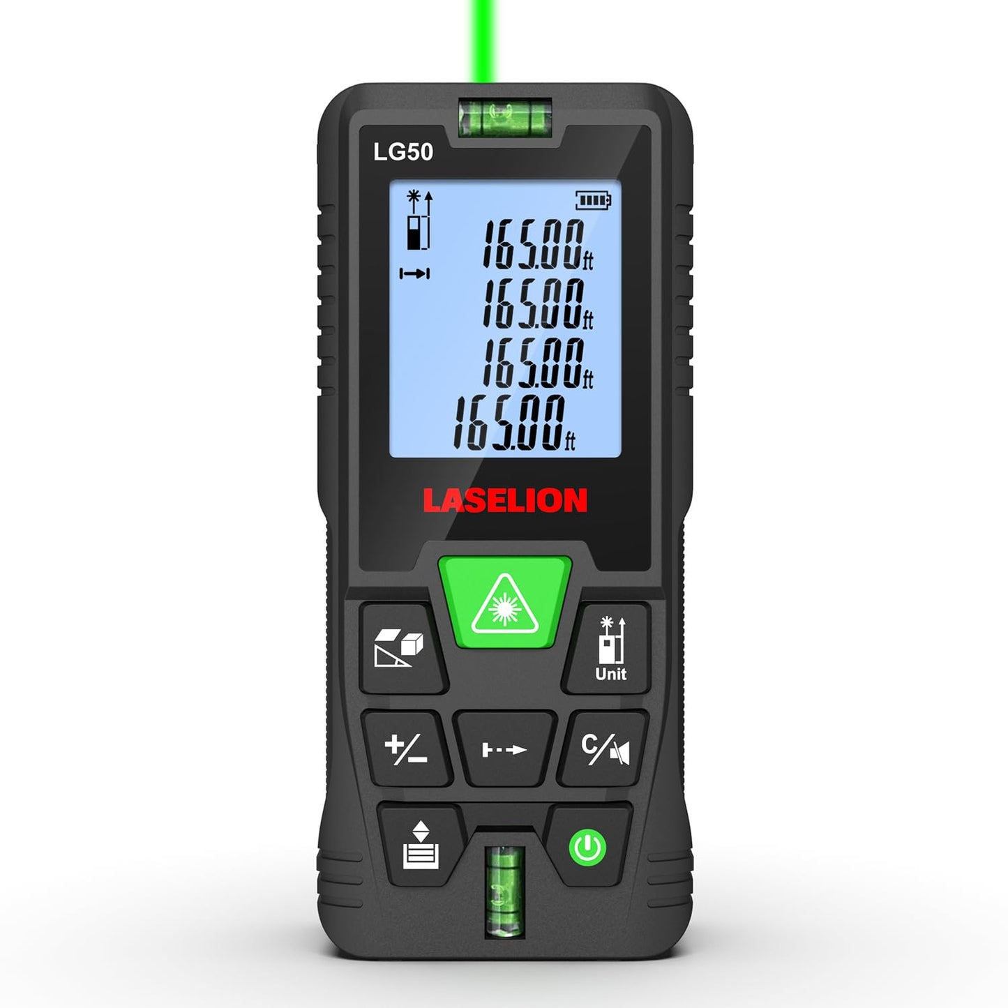 LASELION Laser Measurement Tool,165ft Green-Beam Laser Measure Device Portable M/in/Ft Unit Switching Backlit LCD Laser Distance Measure for Pythagorean Mode,Measuring Distance,Area,Volume-LG50 - Medaid International
