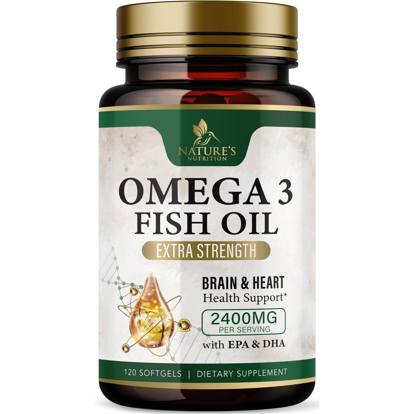 Omega 3 Fish Oil Supplements 2400 mg - Triple Strength Omega3 - EPA & DHA with Essential Fatty Acids - Natural Immune, Brain & Heart Health Support - Burpless, Lemon Flavor, Wild Caught - 120 Softgels - Medaid International