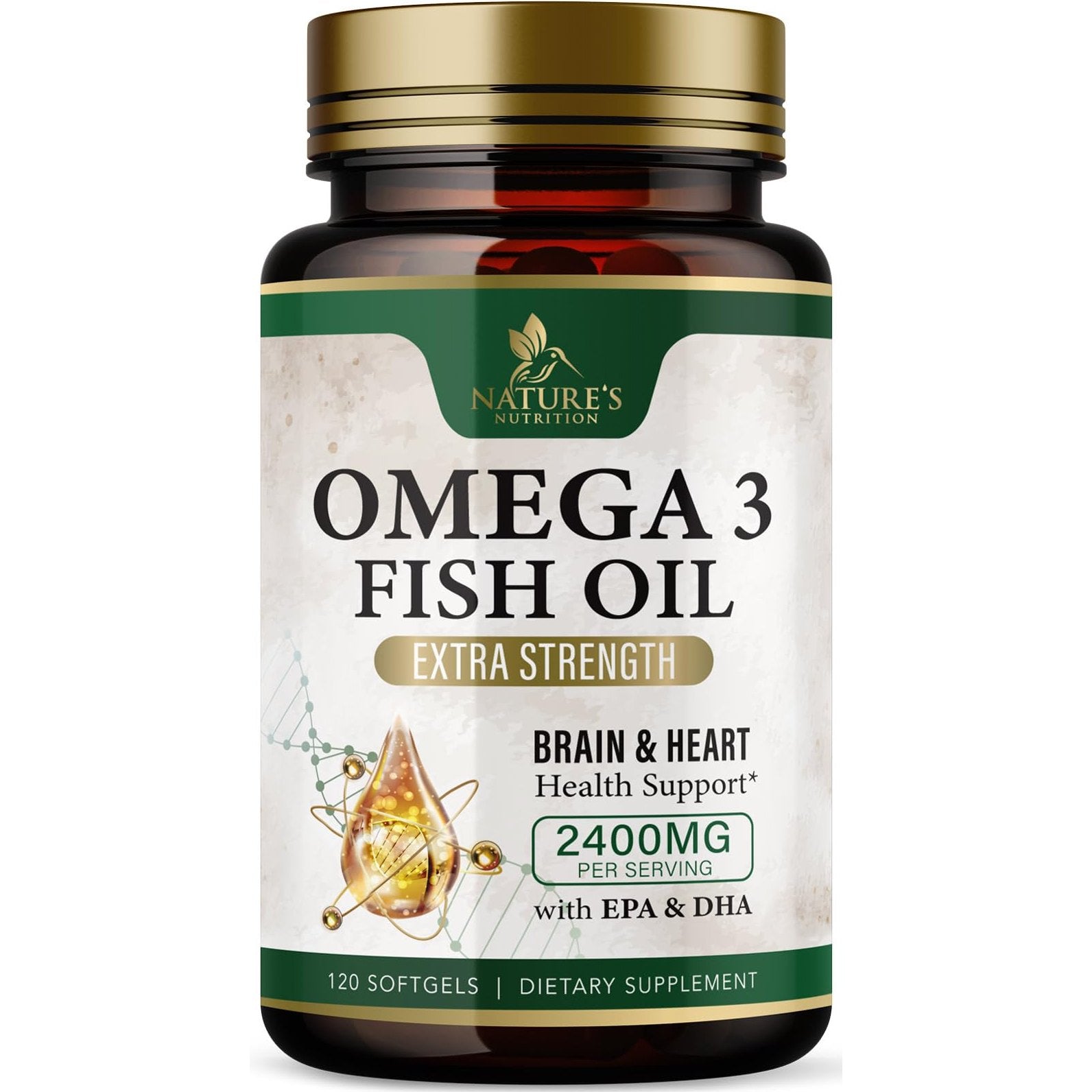 Omega 3 Fish Oil Supplements 2400 mg - Triple Strength Omega3 - EPA & DHA with Essential Fatty Acids - Natural Immune, Brain & Heart Health Support - Burpless, Lemon Flavor, Wild Caught - 120 Softgels - Medaid International