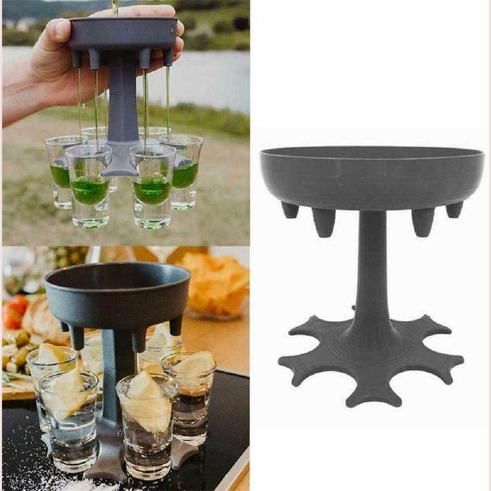 6 Shot Glass Dispenser and Holder (Includes 6 shot cups) with Shot Twister