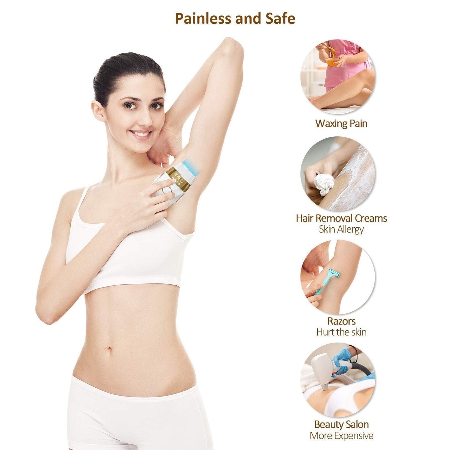 Laser Hair Removal for Women and Men : New Upgraded at Home Use IPL Hair Removal Device Permanent & Protection - 5 Levels Laser Hair Removal for Face Legs Arms and Whole Body White - Medaid International