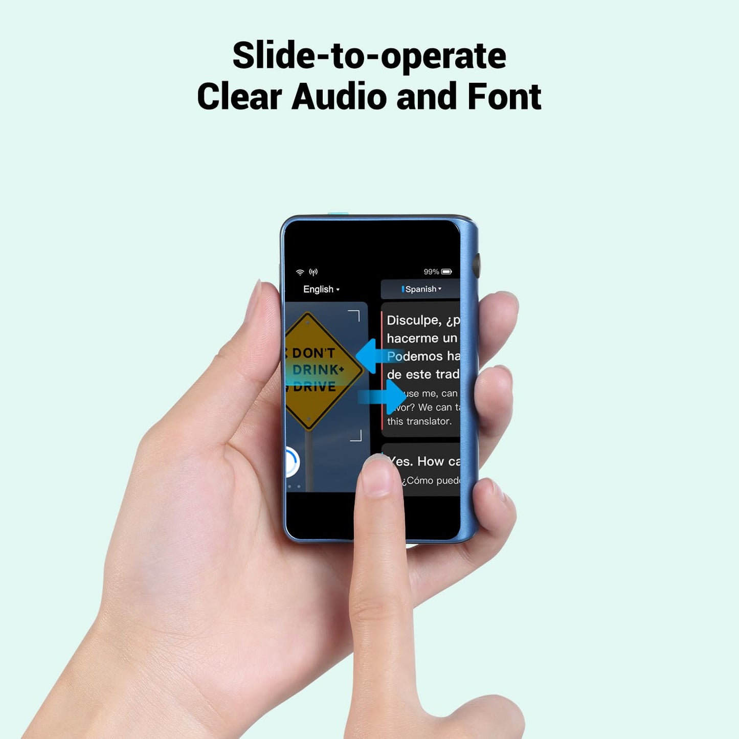 Timekettle, Fluentalk T1 Mini Translator Device No WiFi Needed, Built in 1-Year Global Mobile Data, Supports 40 Languages and Photo Translation, Instant Language Translator for Travelling Blue - Medaid International